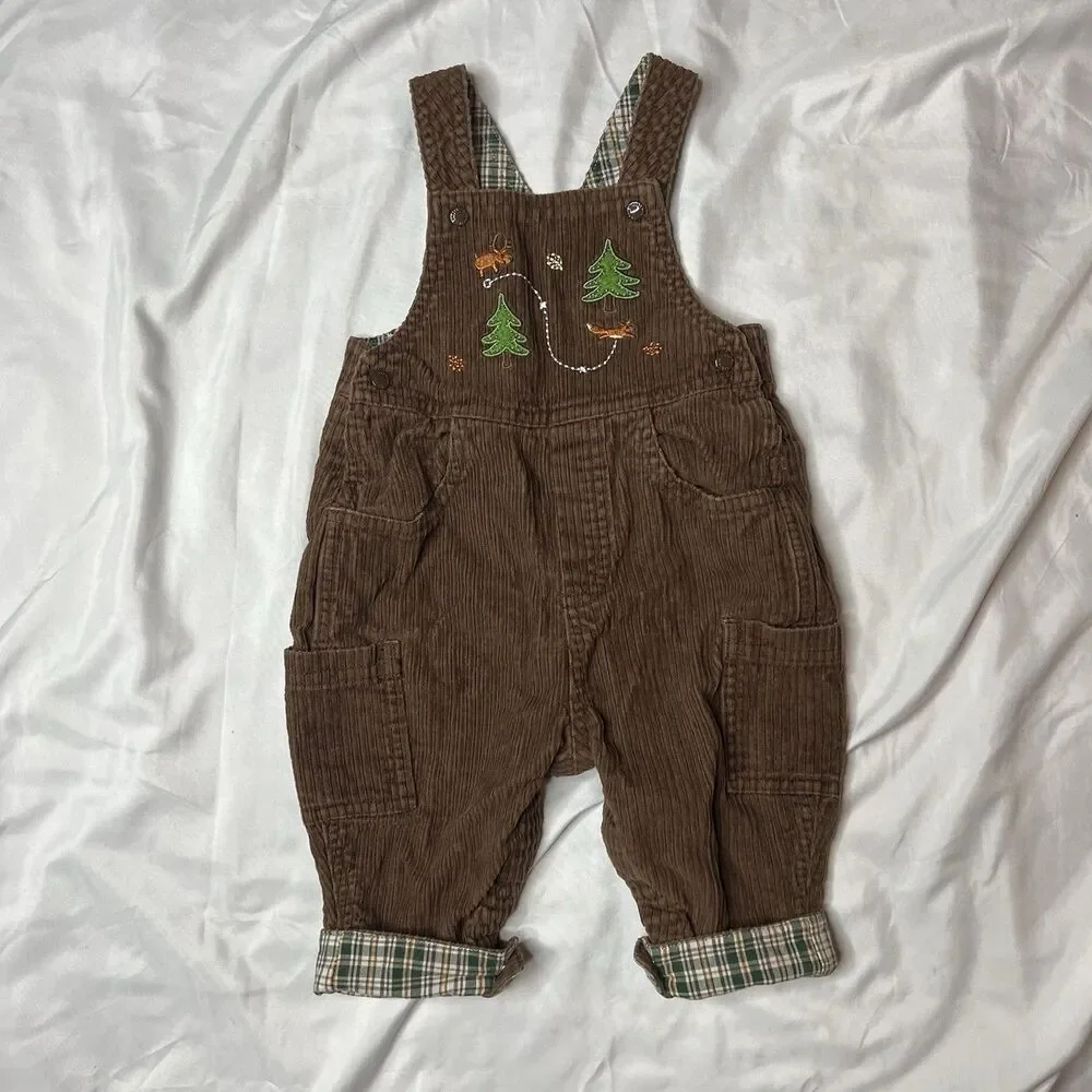 Oshkosh B'Gosh Brown Corduroy Embroidered Overalls Size 3-6 Months Baby Kid Fall
